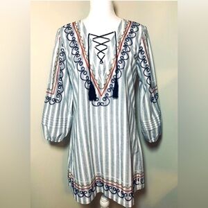 NWOT English Factory Embroidered Boho Shift Dress Women Small